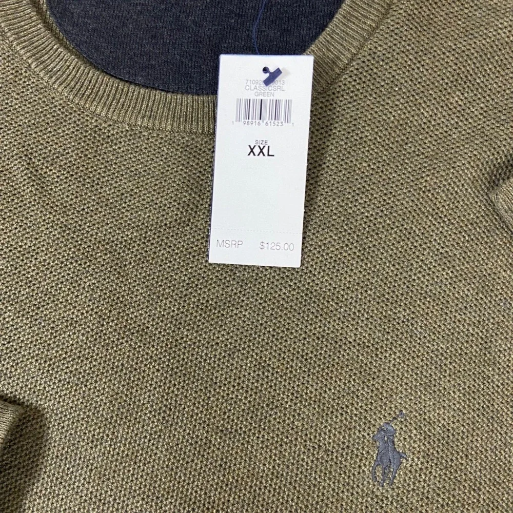 Polo Ralph Lauren Mens XXL Classic Fit Waffle Crewneck Sweater‎ Olive Green NWT